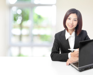 Business woman using computer